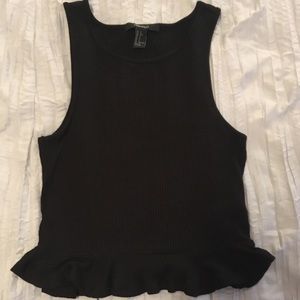 FOREVER 21 black ribbed ruffle bottom tank